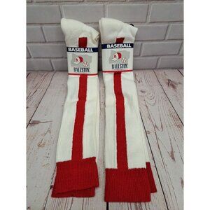 NWT Ballston Baseball/Softball Red Stirrup Two-in-One Socks,  LRG 8-12 USA Made